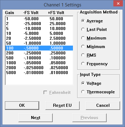 DI-2008 Voltage Channel Settings